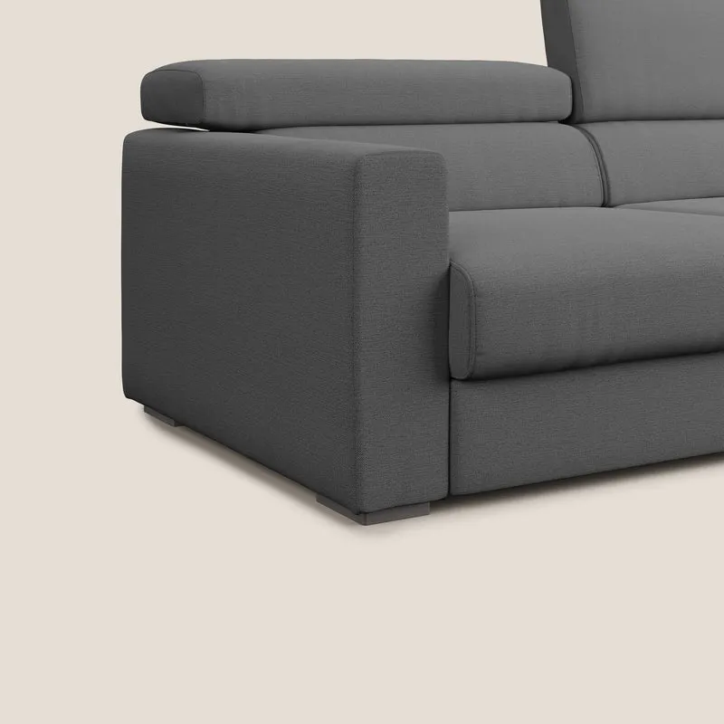 Dylan canapé avec pouf extractible en tissu flamme effet coton impermeabile T19 anthracite