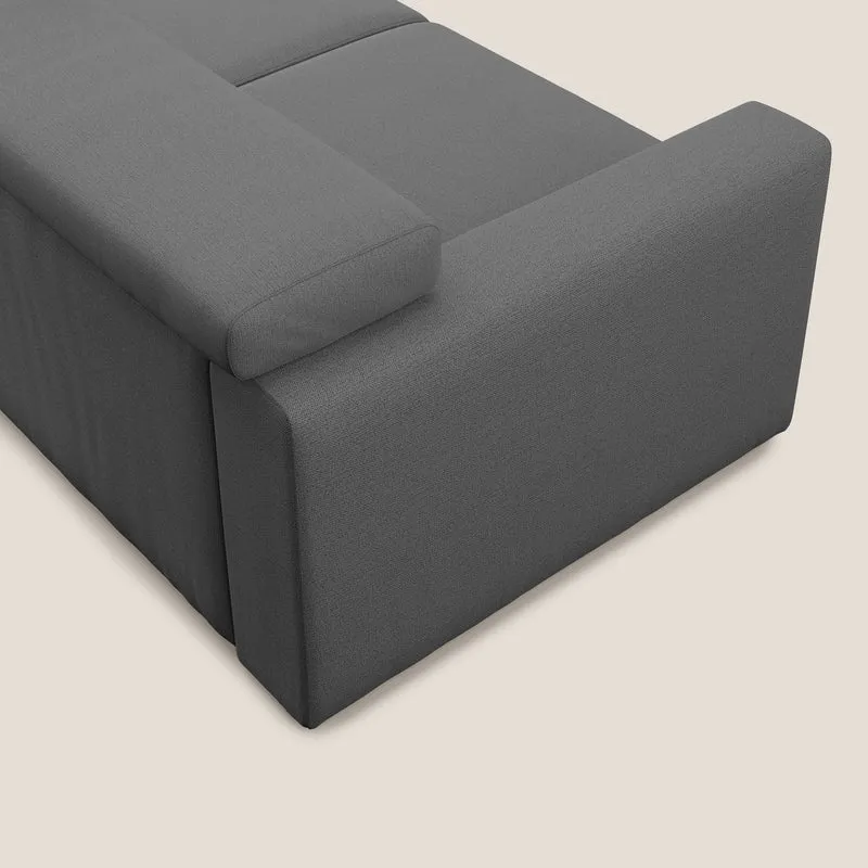 Dylan canapé avec pouf extractible en tissu flamme effet coton impermeabile T19 anthracite