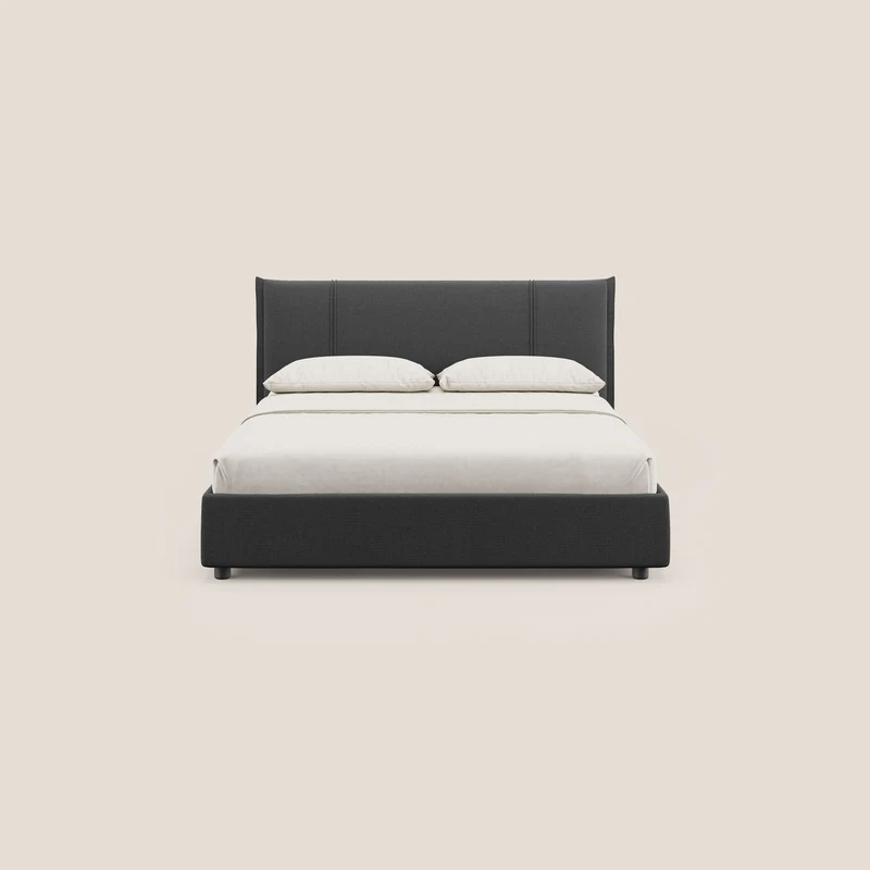 Alicia lit rembourré avec coffre de rangement en tissu imperméable T14 anthracite