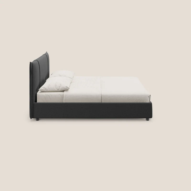 Alicia lit rembourré avec coffre de rangement en tissu imperméable T14 anthracite