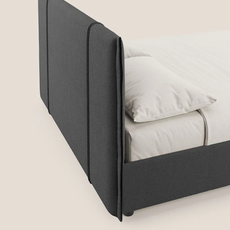 Alicia lit rembourré avec coffre de rangement en tissu imperméable T14 anthracite