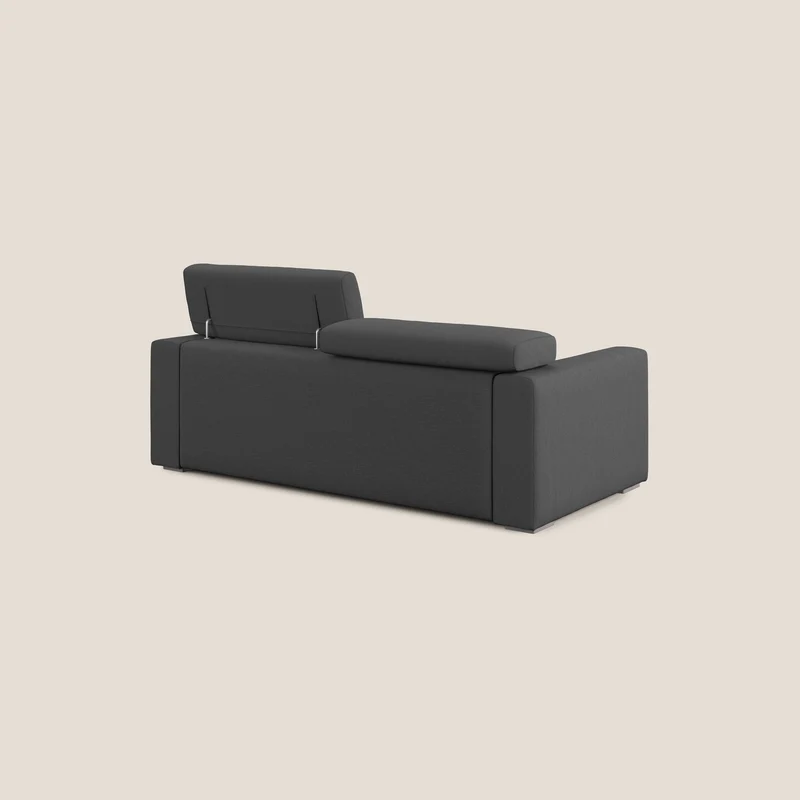 Dylan canapé avec pouf extractible en tissu effet coton imperméable T13 anthracite