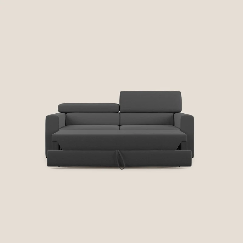 Dylan canapé avec pouf extractible en tissu effet coton imperméable T13 anthracite