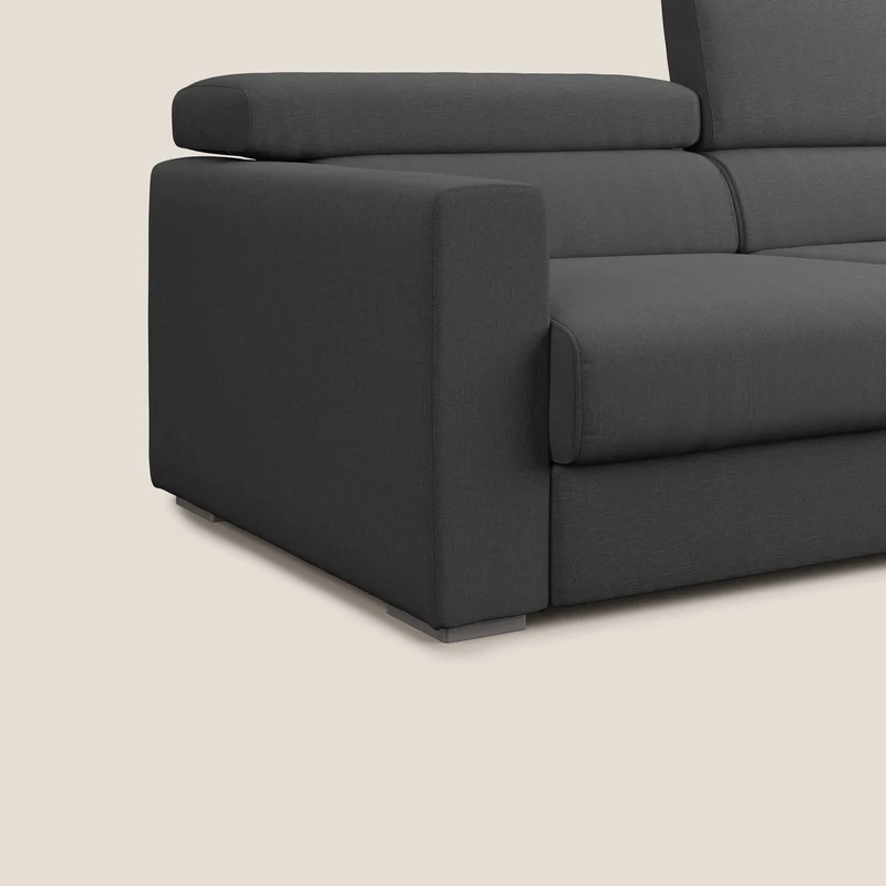 Dylan canapé avec pouf extractible en tissu effet coton imperméable T13 anthracite
