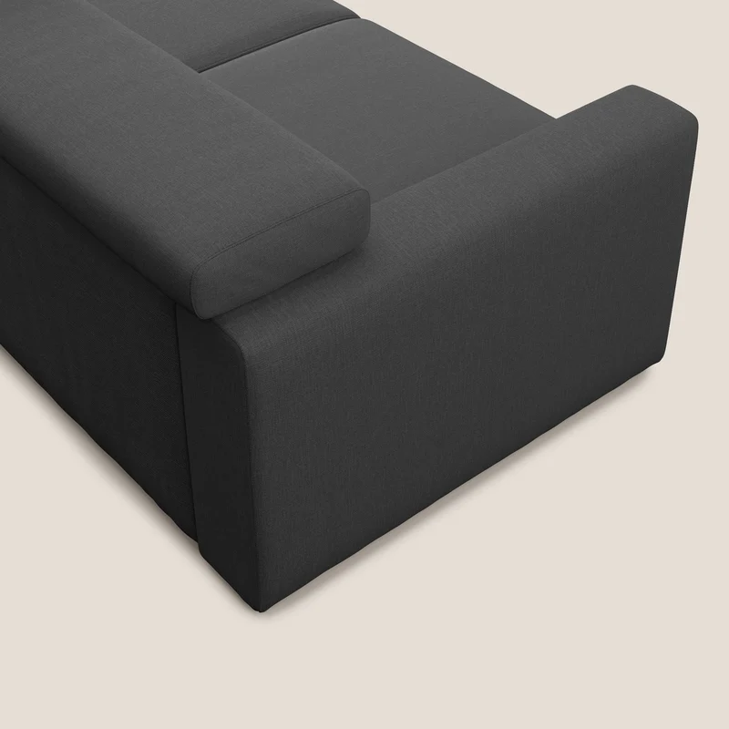 Dylan canapé avec pouf extractible en tissu effet coton imperméable T13 anthracite