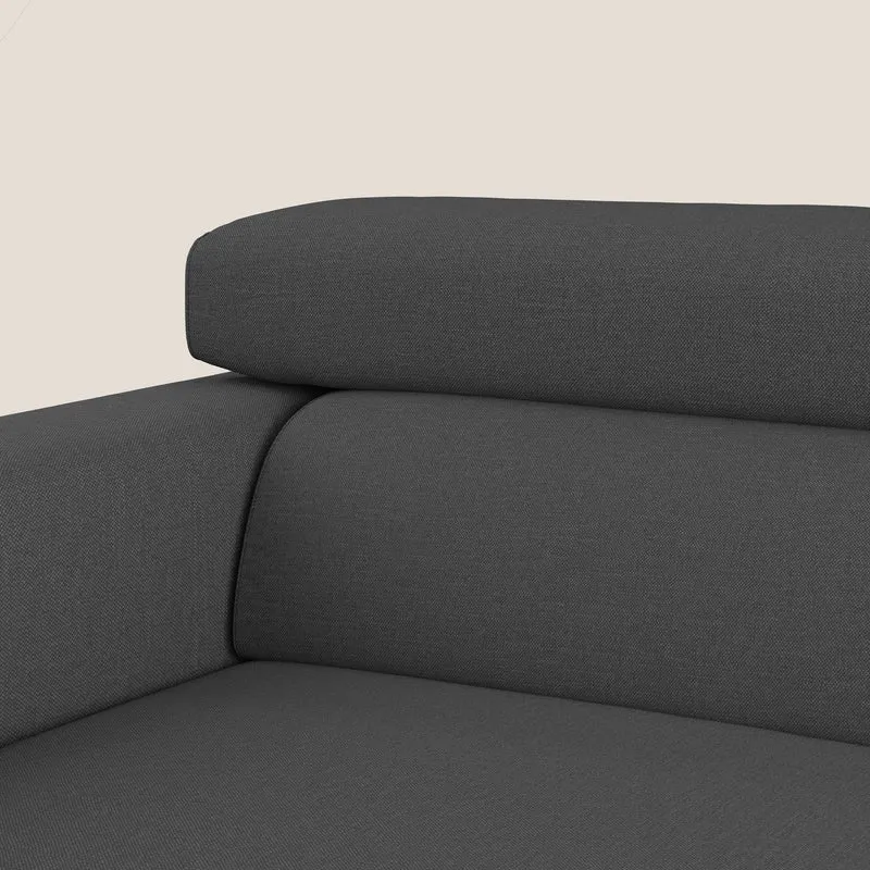 Dylan canapé avec pouf extractible en tissu effet coton imperméable T13 anthracite