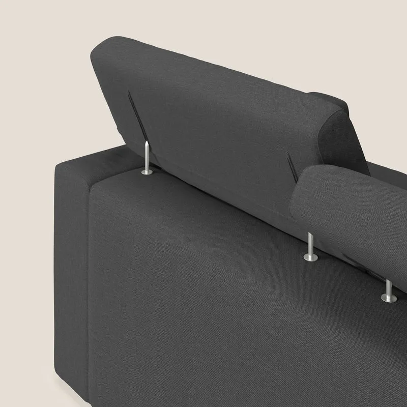 Dylan canapé avec pouf extractible en tissu effet coton imperméable T13 anthracite