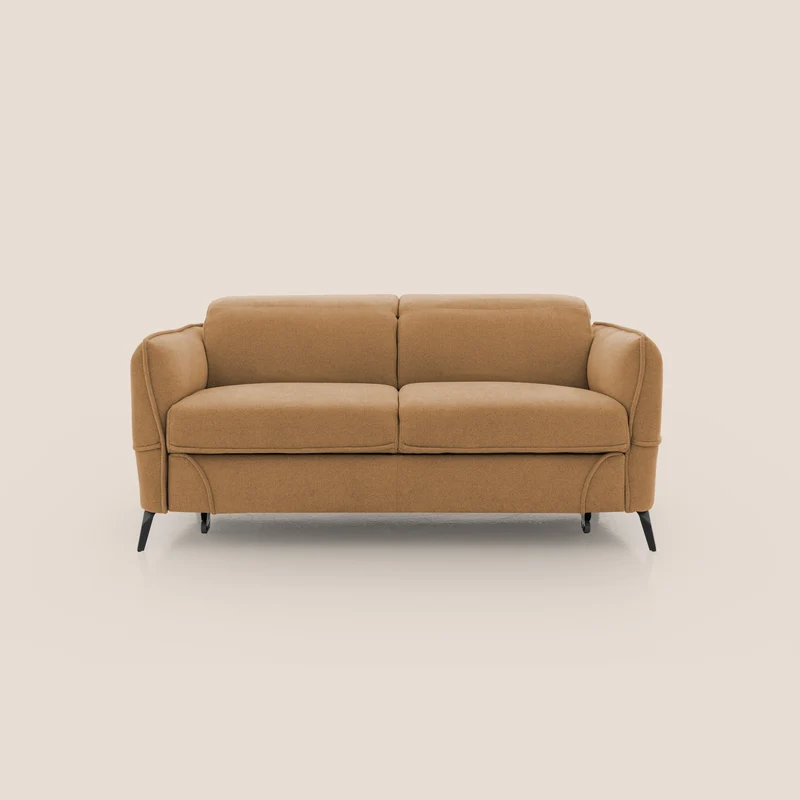 Bloom canapé avec repose-pieds extractible pieds hauts et têtières réglables en bouclette imperméable T07 orange
