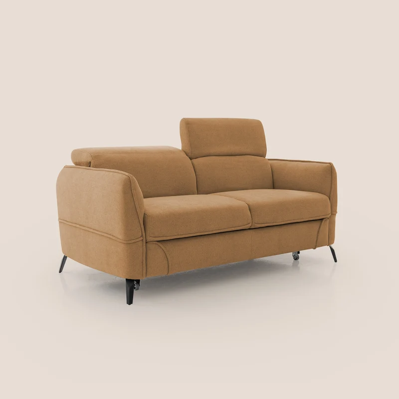 Bloom canapé avec repose-pieds extractible pieds hauts et têtières réglables en bouclette imperméable T07 orange