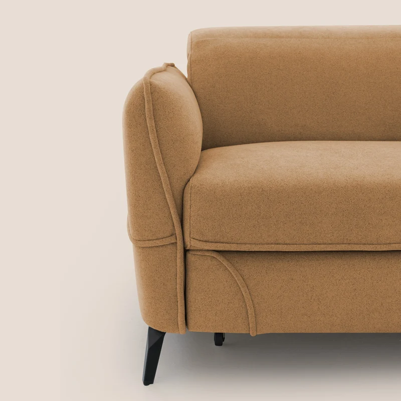 Bloom canapé avec repose-pieds extractible pieds hauts et têtières réglables en bouclette imperméable T07 orange