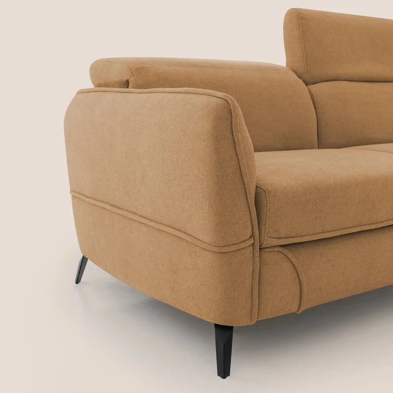Bloom canapé avec repose-pieds extractible pieds hauts et têtières réglables en bouclette imperméable T07 orange