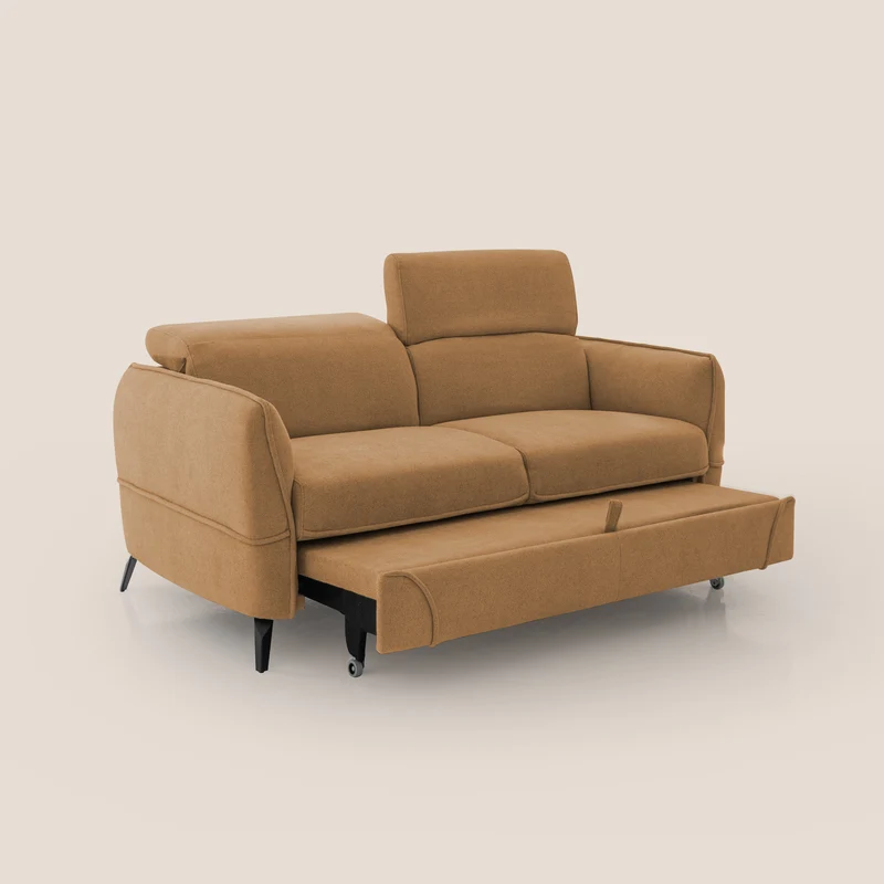 Bloom canapé avec repose-pieds extractible pieds hauts et têtières réglables en bouclette imperméable T07 orange
