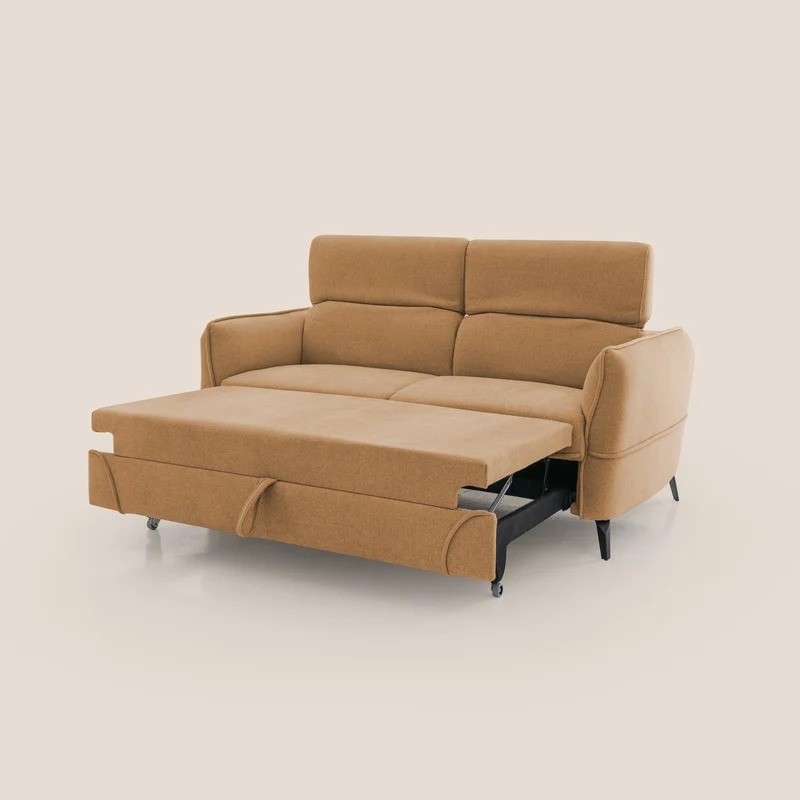 Bloom canapé avec repose-pieds extractible pieds hauts et têtières réglables en bouclette imperméable T07 orange