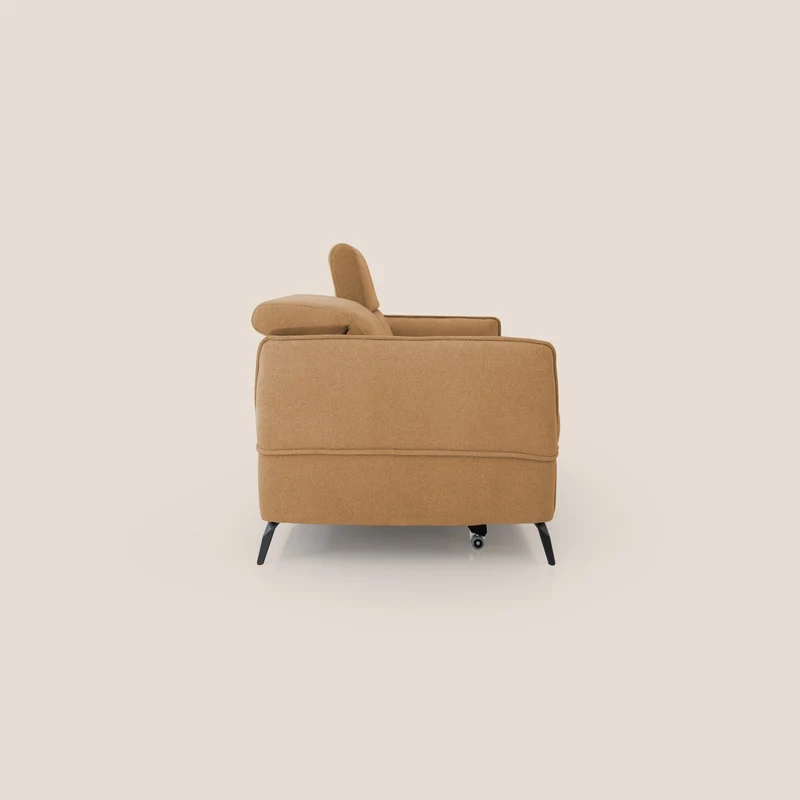 Bloom canapé avec repose-pieds extractible pieds hauts et têtières réglables en bouclette imperméable T07 orange