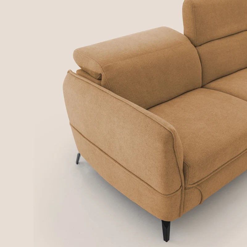 Bloom canapé avec repose-pieds extractible pieds hauts et têtières réglables en bouclette imperméable T07 orange