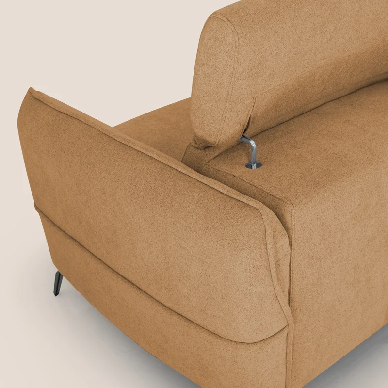 Bloom canapé avec repose-pieds extractible pieds hauts et têtières réglables en bouclette imperméable T07 orange
