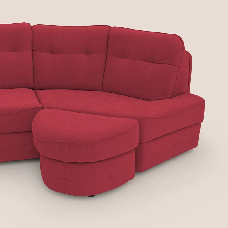 Zeus Canapé d'angle convertible avec matelas H18 cm pouf mobile en tissu imperméable T02 rouge
