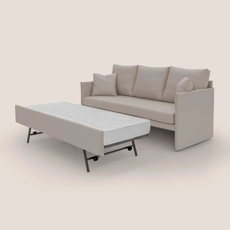 Brera Canapé duplex avec lits jumeaux et tissu effet coton imperméable T13 crème
