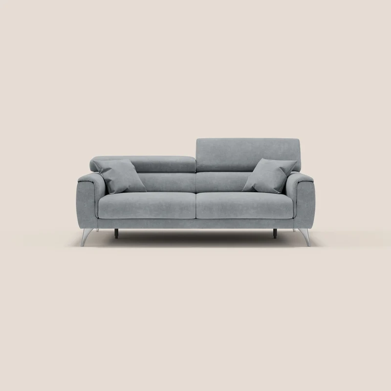 Caravaggio Canapé avec assises extensibles et têtières réglables en tissu imperméable T02 gris clair