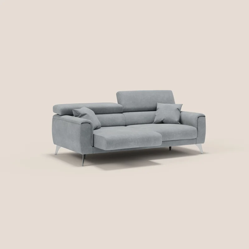 Caravaggio Canapé avec assises extensibles et têtières réglables en tissu imperméable T02 gris clair