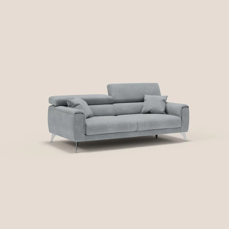 Caravaggio Canapé avec assises extensibles et têtières réglables en tissu imperméable T02 gris clair