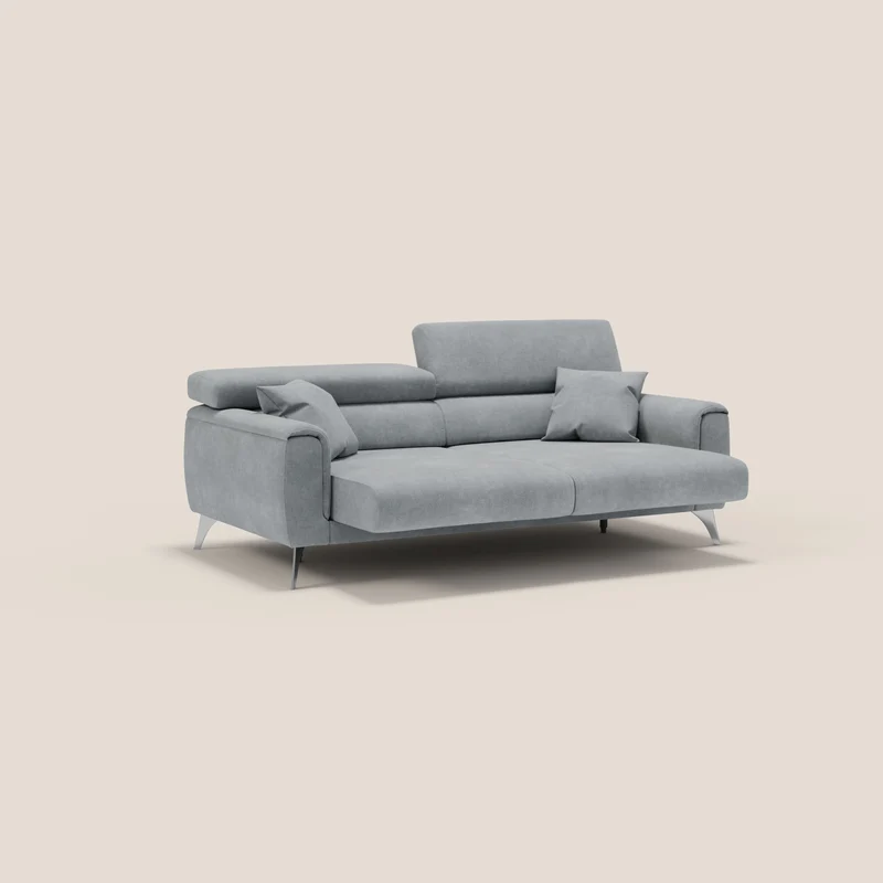 Caravaggio Canapé avec assises extensibles et têtières réglables en tissu imperméable T02 gris clair