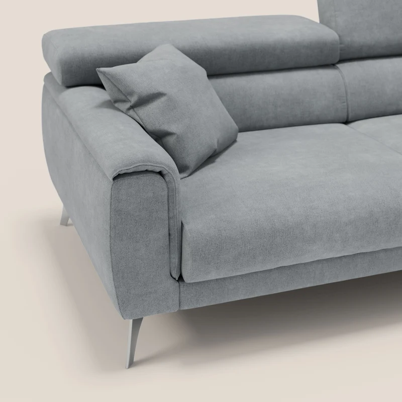 Caravaggio Canapé avec assises extensibles et têtières réglables en tissu imperméable T02 gris clair