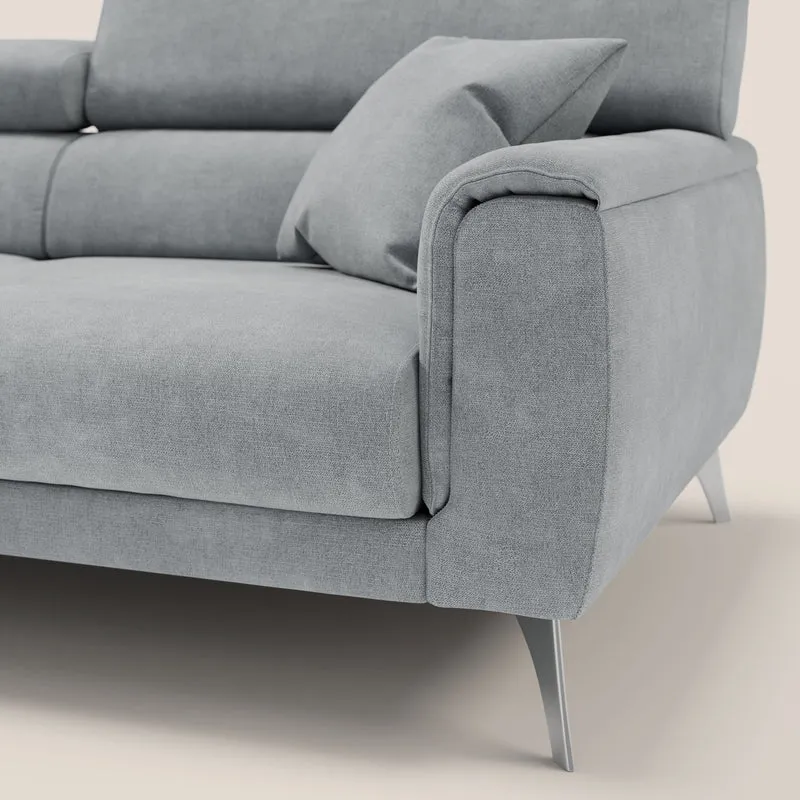 Caravaggio Canapé avec assises extensibles et têtières réglables en tissu imperméable T02 gris clair