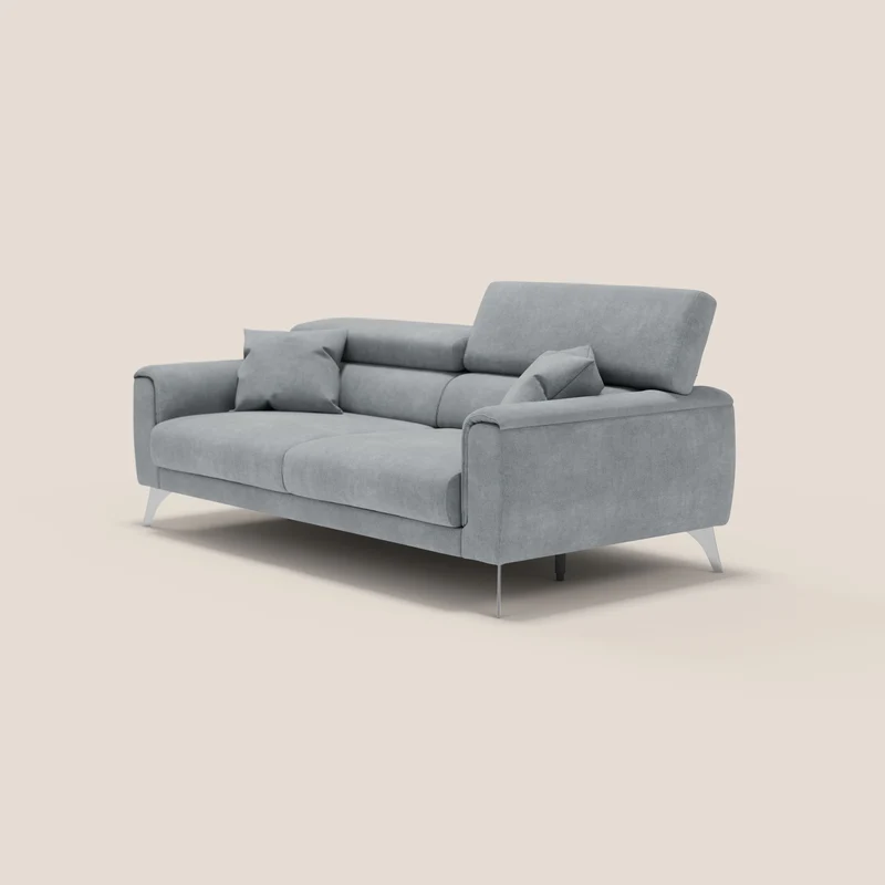 Caravaggio Canapé avec assises extensibles et têtières réglables en tissu imperméable T02 gris clair