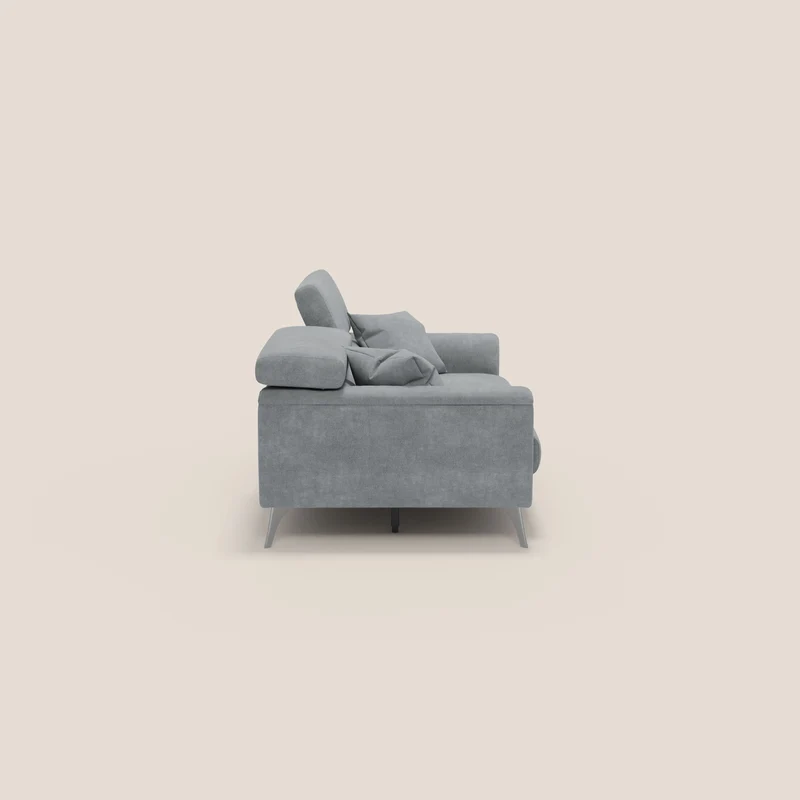 Caravaggio Canapé avec assises extensibles et têtières réglables en tissu imperméable T02 gris clair