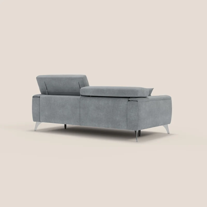 Caravaggio Canapé avec assises extensibles et têtières réglables en tissu imperméable T02 gris clair