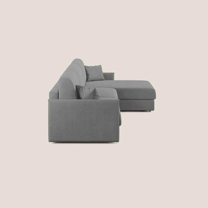 Evans canapé d'angle convertible avec méridienne en tissu doux imperméable T02 gris