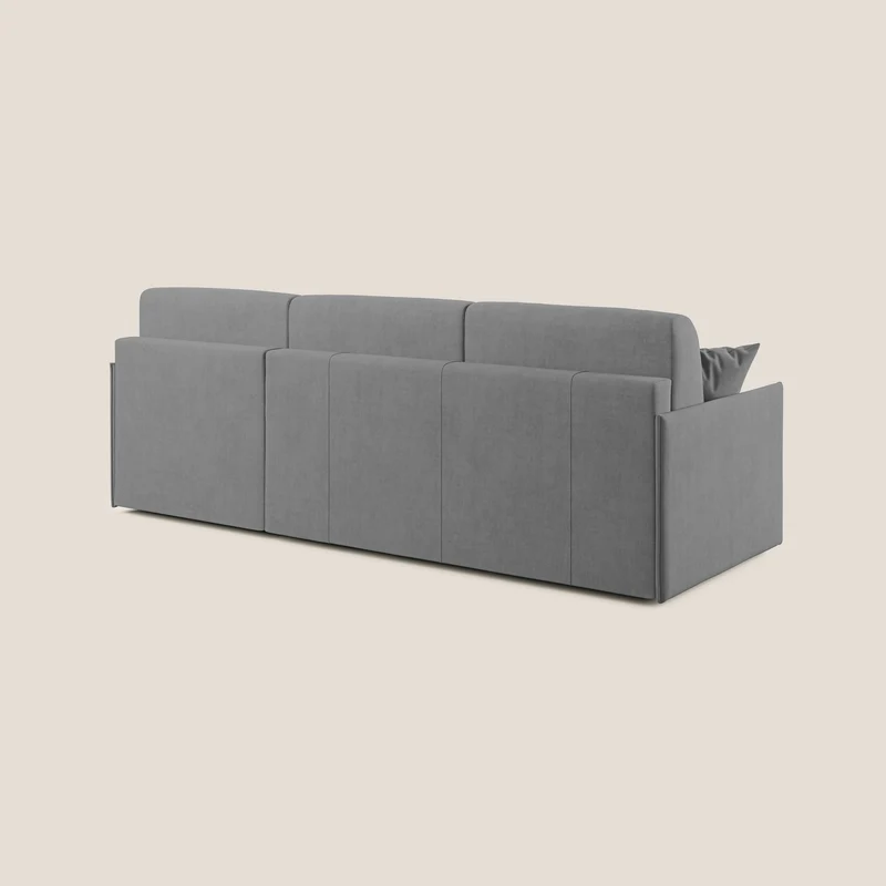 Evans canapé d'angle convertible avec méridienne en tissu doux imperméable T02 gris