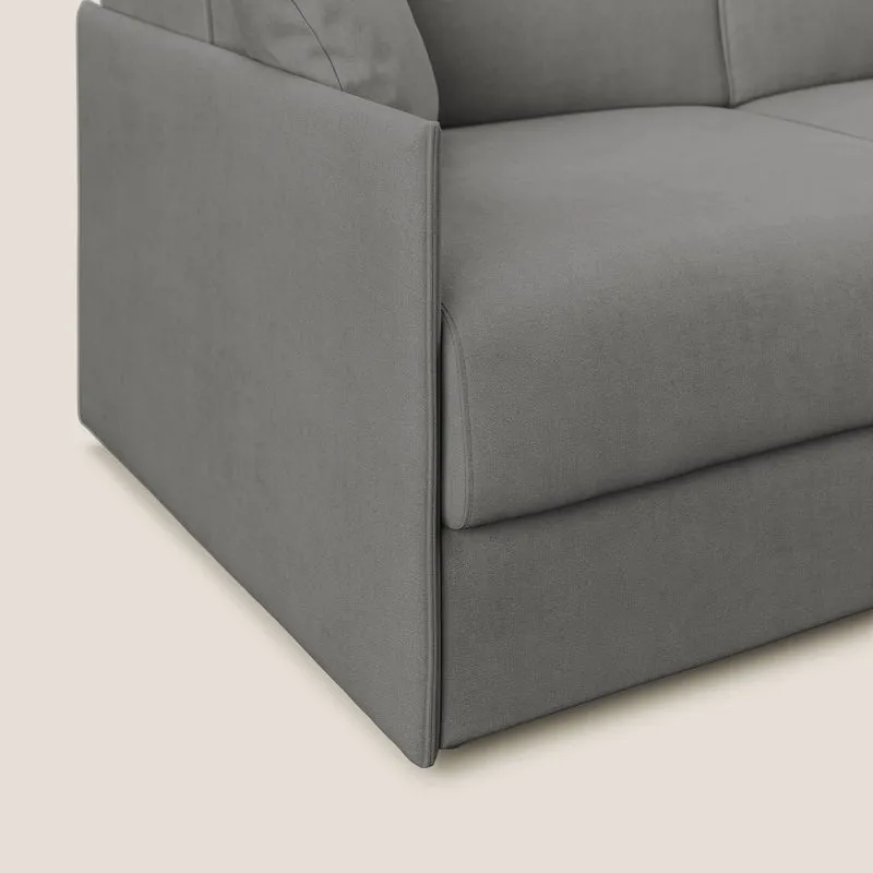 Evans canapé d'angle convertible avec méridienne en tissu doux imperméable T02 gris