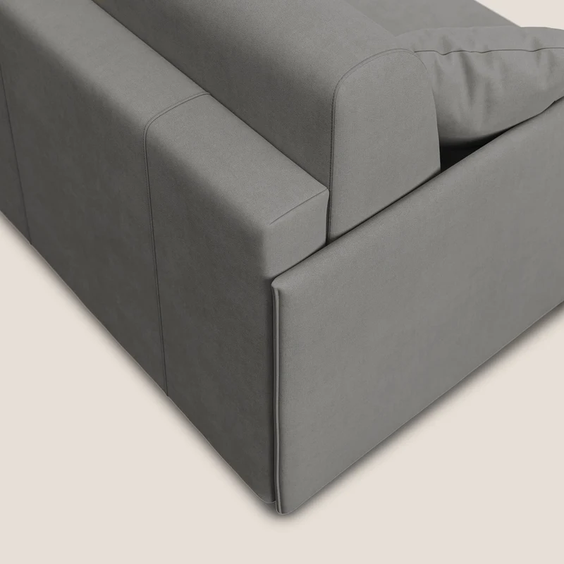Evans canapé d'angle convertible avec méridienne en tissu doux imperméable T02 gris