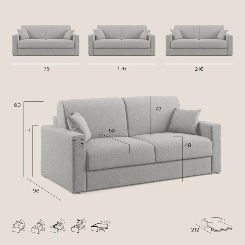 Best Canapé-lit double en tissu anti-taches QuickClean T08 gris