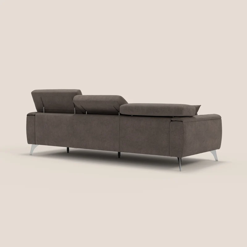 Caravaggio canapé 3 assises extensibles et têtières réglables en tissu imperméable T02 marron