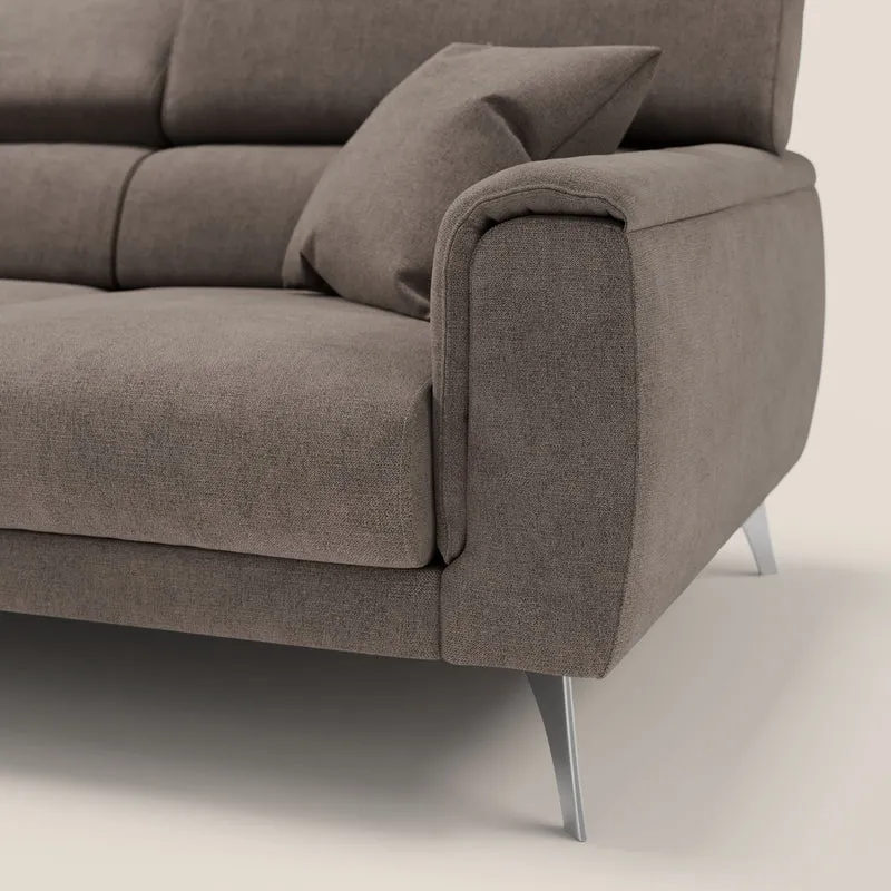 Caravaggio canapé 3 assises extensibles et têtières réglables en tissu imperméable T02 marron