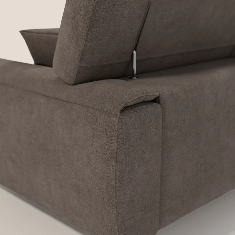 Caravaggio canapé 3 assises extensibles et têtières réglables en tissu imperméable T02 marron