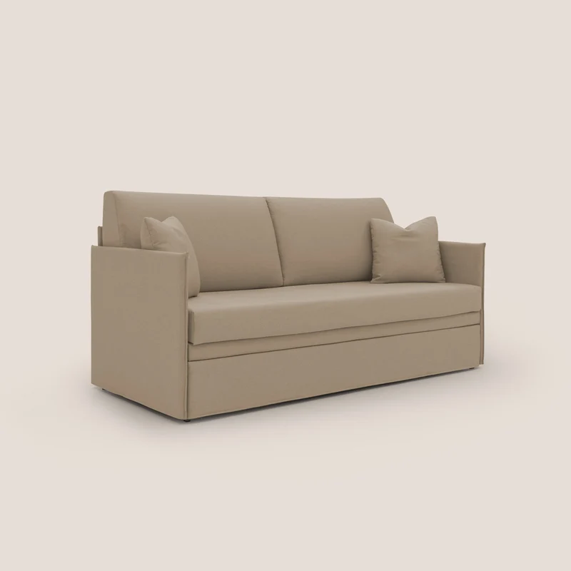 Tortona Canapé duplex avec lits jumeaux et tissu effet coton imperméable T13 beige