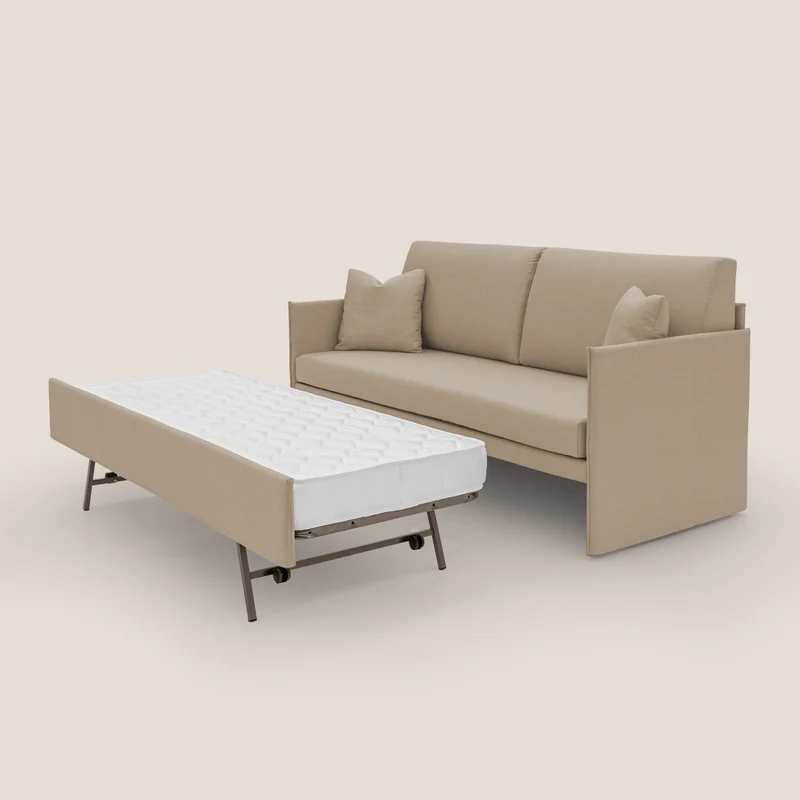 Tortona Canapé duplex avec lits jumeaux et tissu effet coton imperméable T13 beige