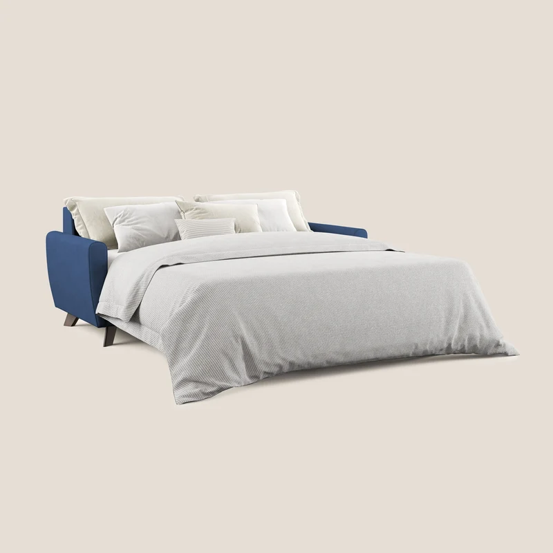Callisto Canapé lit convertible en tissu doux imperméable T02 bleu