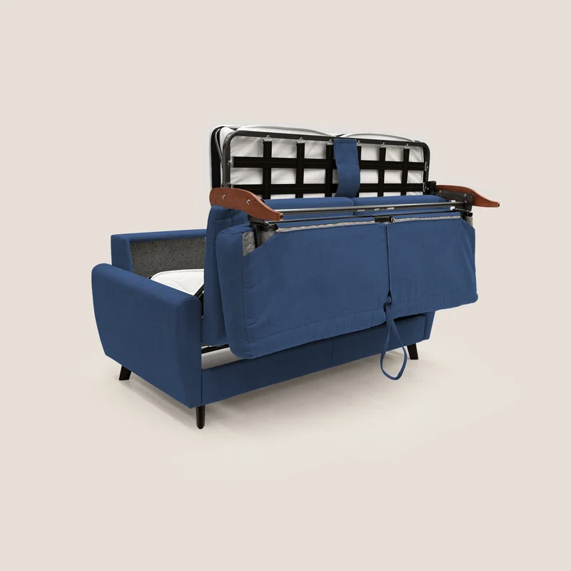 Callisto Canapé lit convertible en tissu doux imperméable T02 bleu