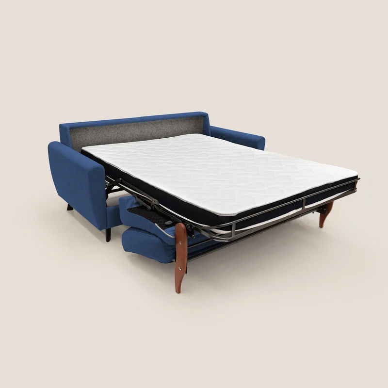 Callisto Canapé lit convertible en tissu doux imperméable T02 bleu