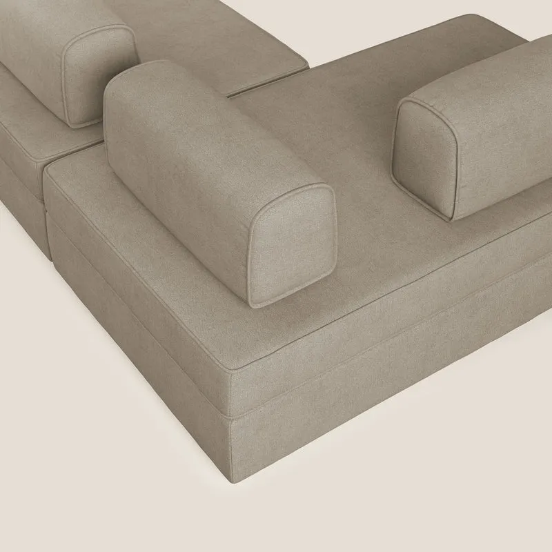 Liberty Canapé panoramique avec pouf extractible et dossiers amovibles en tissu doux imperméable T02 beige