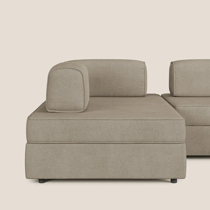 Liberty Canapé panoramique avec pouf extractible et dossiers amovibles en tissu doux imperméable T02 beige