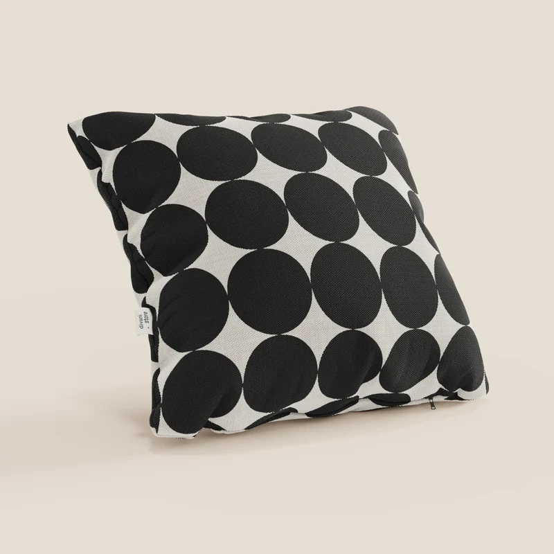 Dot coussins géométriques en tissu hydrofuge noir