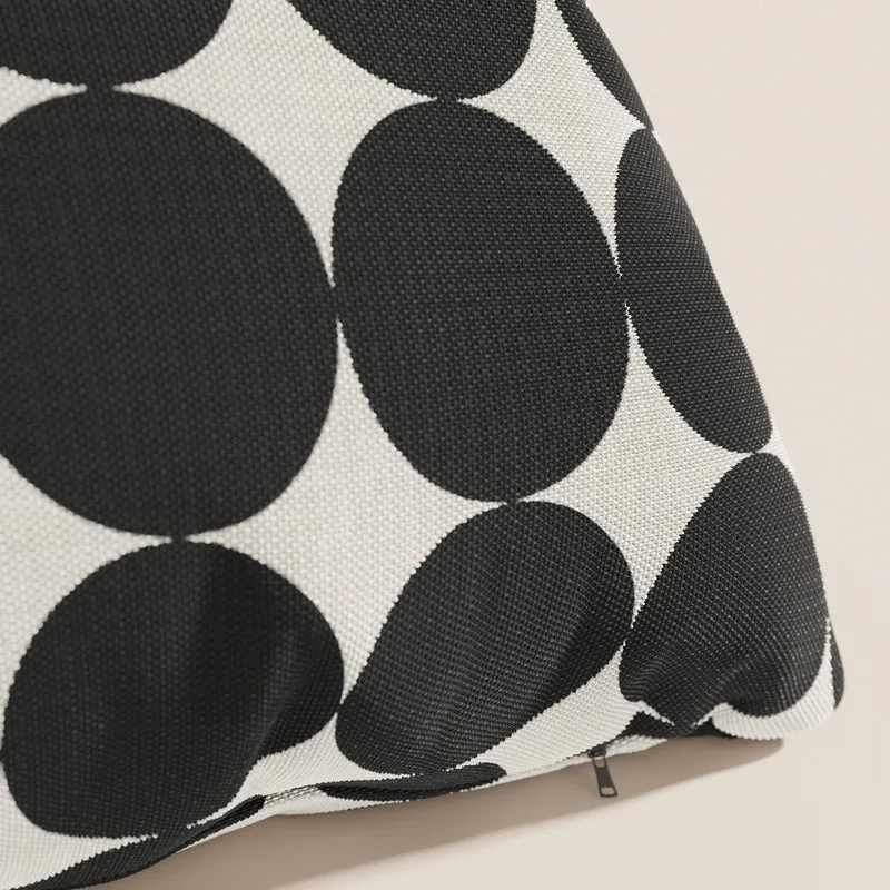 Dot coussins géométriques en tissu hydrofuge noir