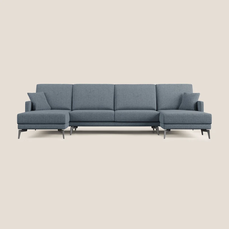 Saturno canapé panoramique moderne en tissu doux imperméable T03 bleu