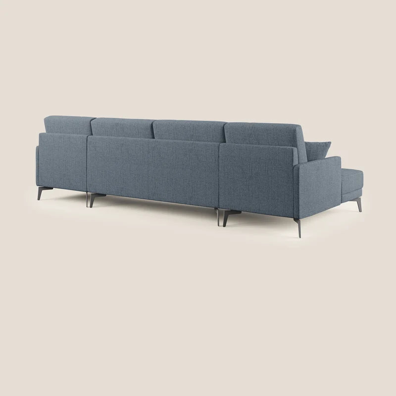 Saturno canapé panoramique moderne en tissu doux imperméable T03 bleu